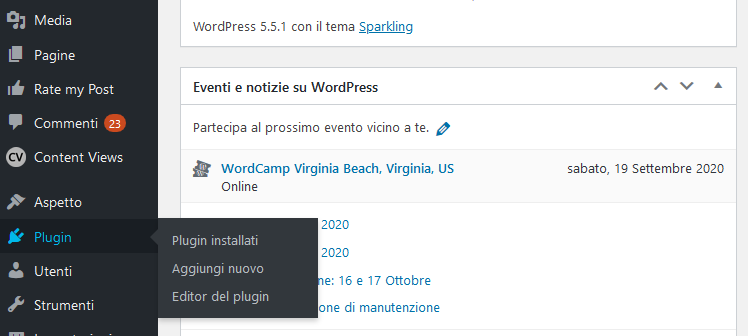 Gestione dei plugin di WordPress
